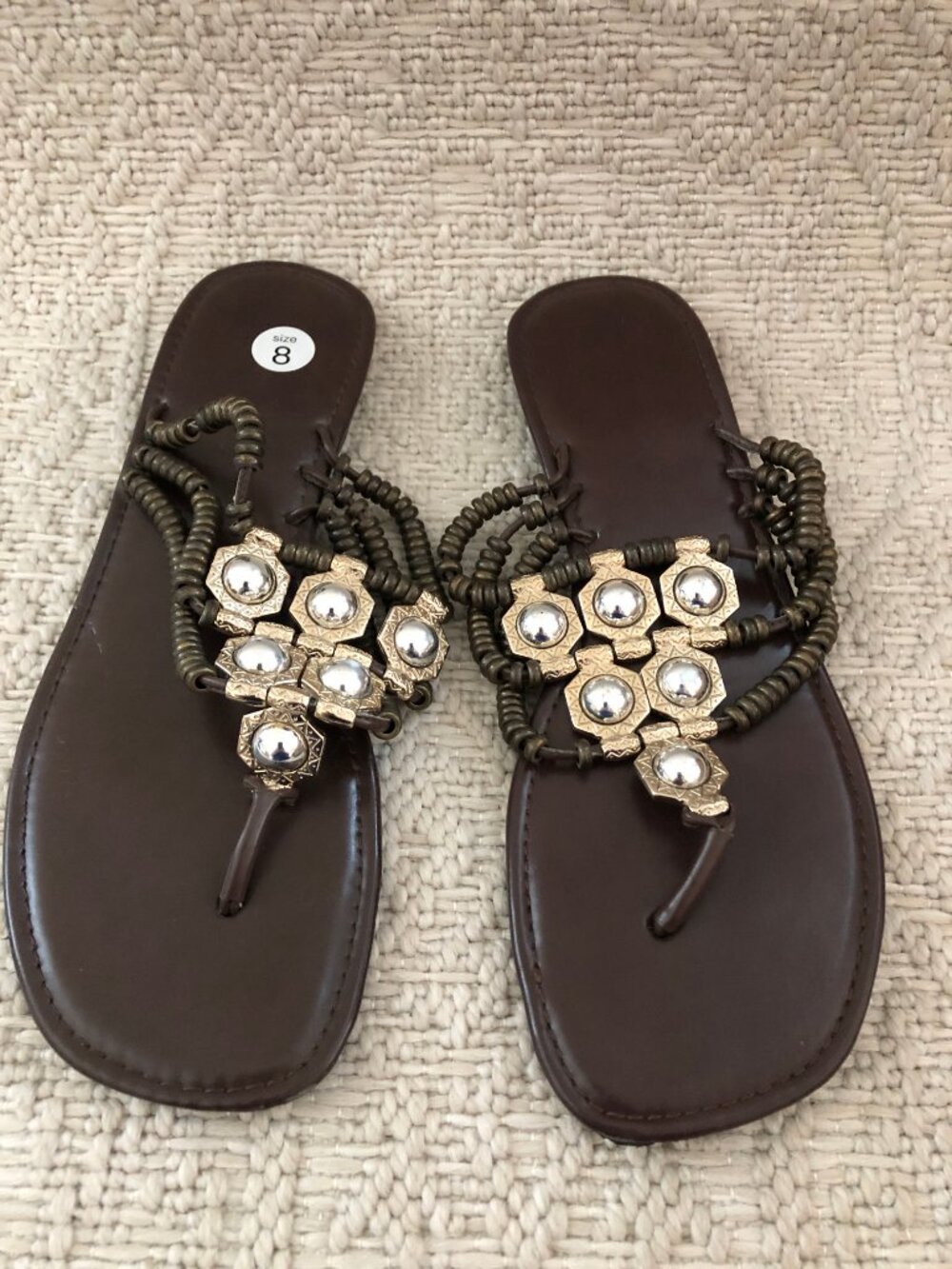 Jessica Simpson Carsi Women Flip Flop Sandal Shoes Brown Synthetic Size 8 Medium - Picture 4 of 8